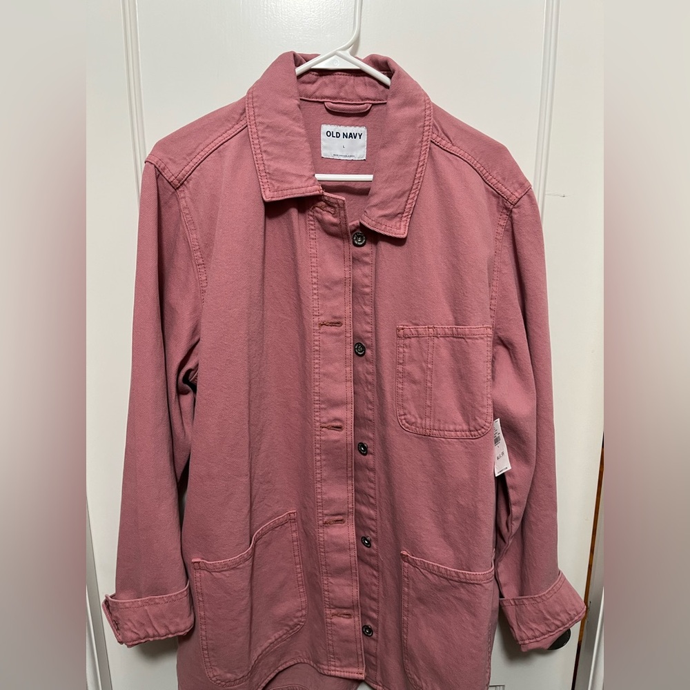 NWT Old Navy Women's Oversized Workwear Button Shacket Dusty Rose